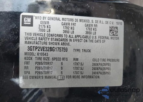 2011 GMC Sierra 1500 Sle z USA, uszkodzony, nr VIN 3GTP2VE32BG175759